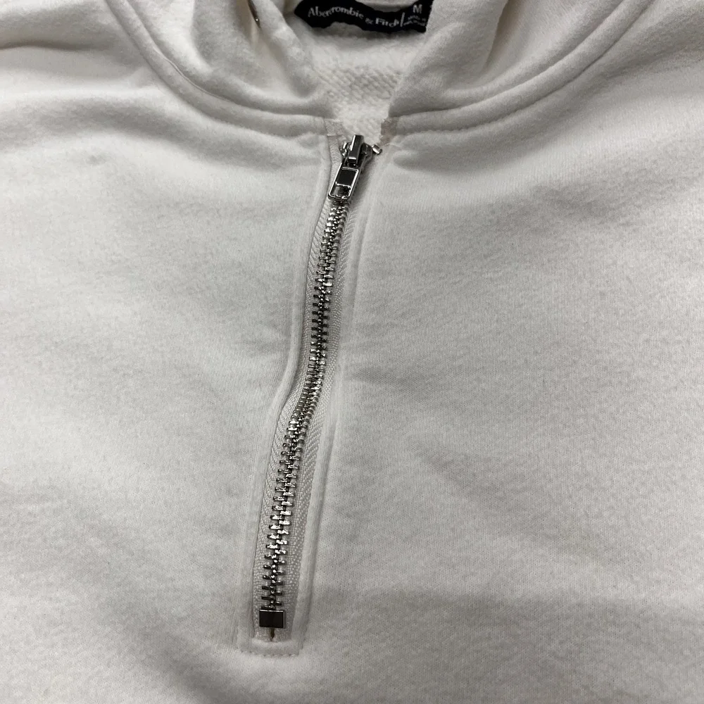 Abercrombie & Fitch Y2K Quarter Zip Jacket Cozy White Women's Medium Long Sleeve - Picture 5 of 10